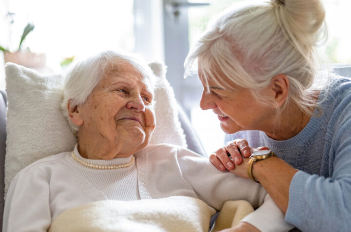Elderly-Woman-and-her-Adult-Daughter-Gazing-at-Eachother Choosing the right memory care community for your parent or loved one